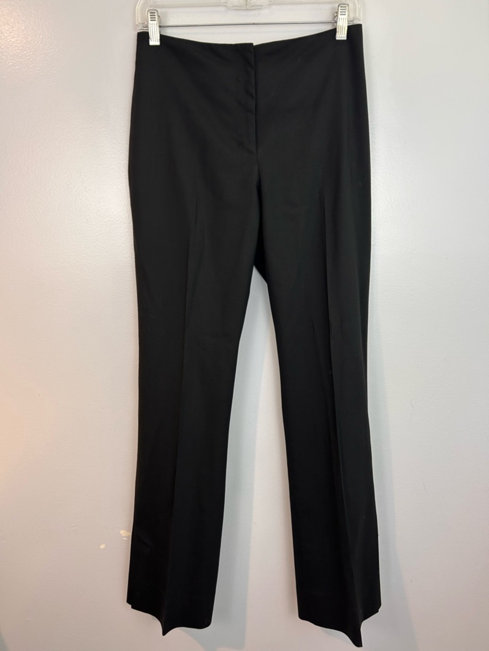 MM Lafleur Black Wool Flat From Straight Leg Ankle Slit Trouser Pants Size 2